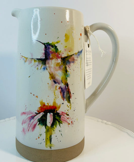 Demdaco PeeWee Collection Coneflower Pitcher by Dean Crouser 50oz Stoneware , microwave and dishwasher safe 4.5” wide 9” high 3.5” deep