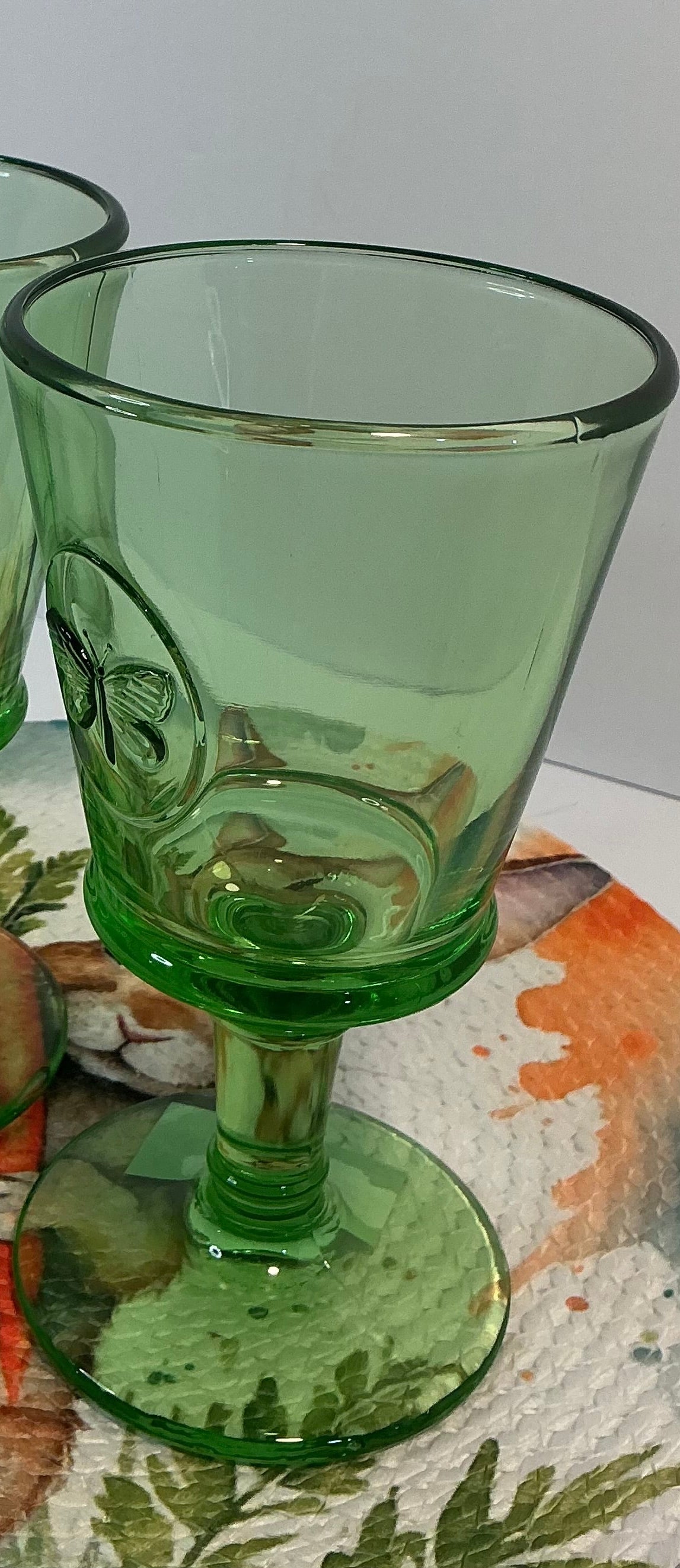La Rochère Papillon (butterfly) Mint Green available in Wine OR Tumbler Made in France