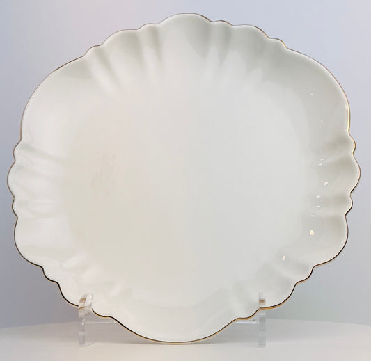 Grace Teaware White Scalloped Dinner Plate with Gold Trim 10.5” Porcelain New