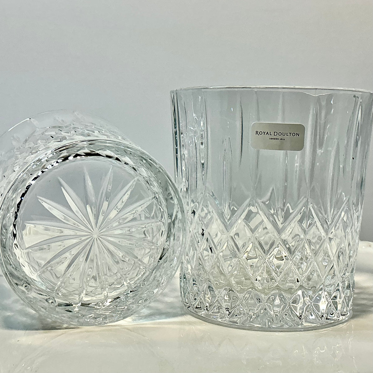 Royal Doulton Crystal Lowball Whiskey Tumblers, Set of 2