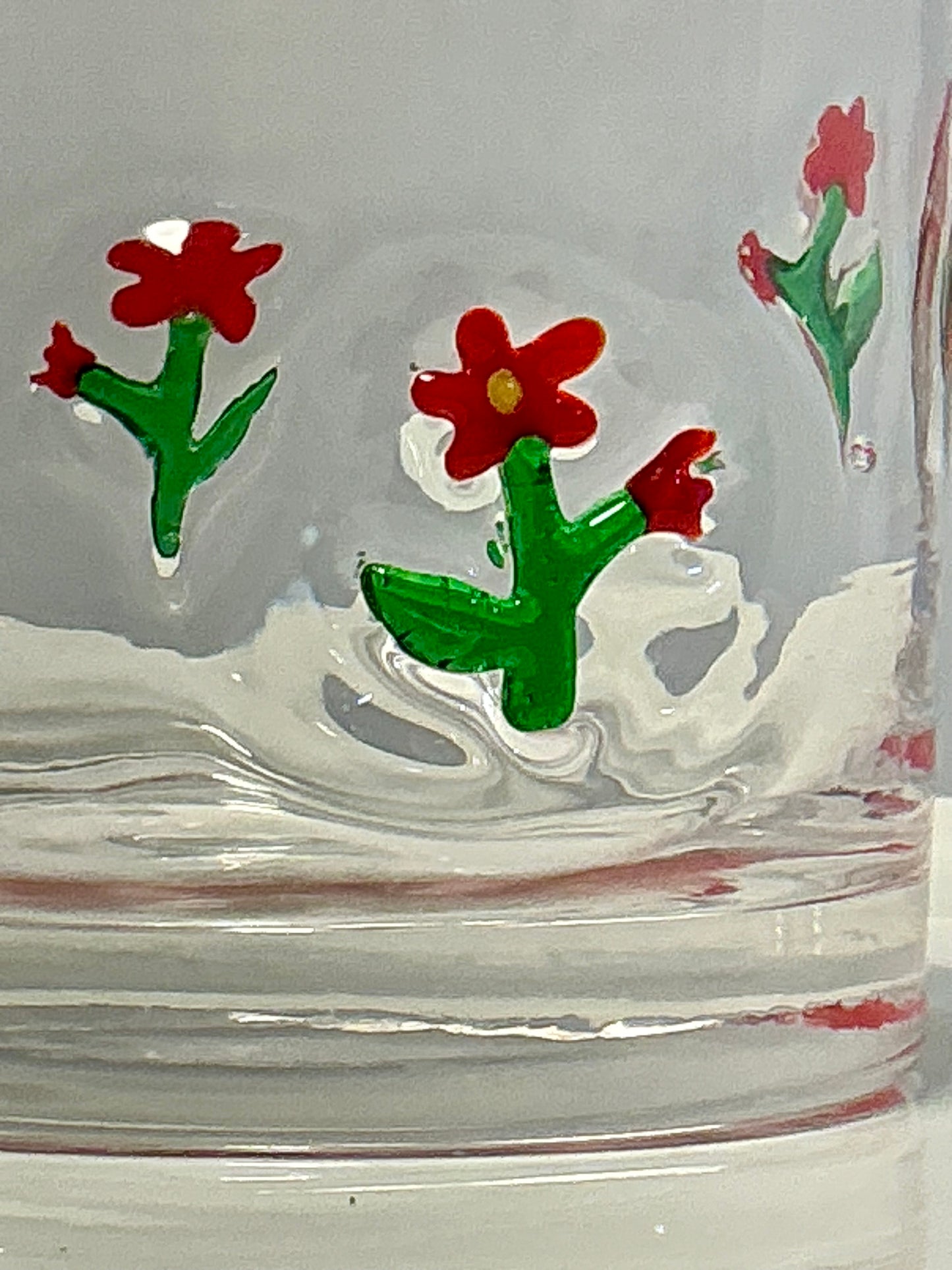 Anthropologie Dupe Red Flowers Icon Glass 17oz