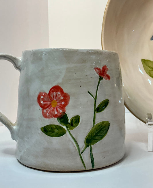 Potter’s Studio Hand-Painted Floral Ceramic Mug ( Multiple colors)