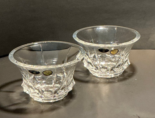 Bohemia 24 lead Crystal bowls set of 2 Crafted in the Czech Republic, Vintage from the Diamond collection.
