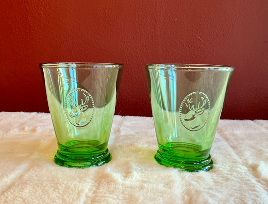 Set of 2 La Rochère Green Emerald Tumbler Drinking Glasses 9.2 Oz