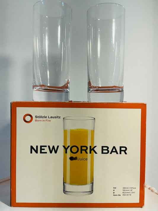 Stôlzle Lausitz Set of 2 juice long weighted bottom glasses, 6”high and 12.75 oz made in Germany