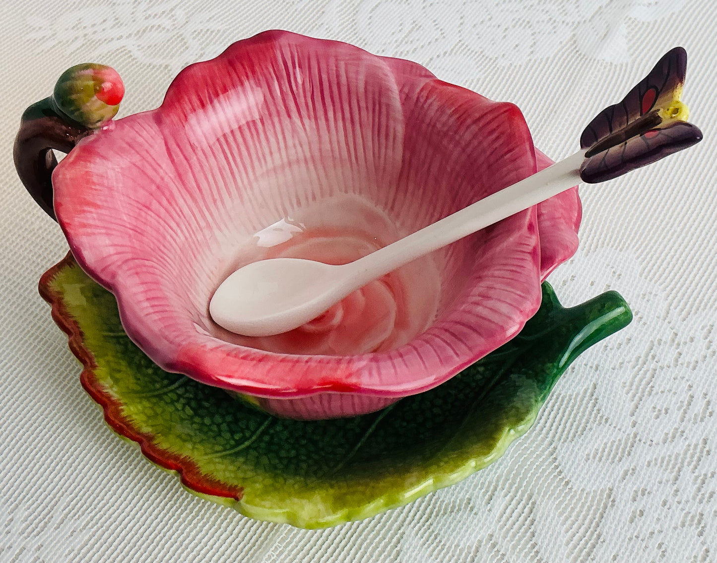 CornerRuby Garden Collection Handcrafted Flower Mug & Teacup Set