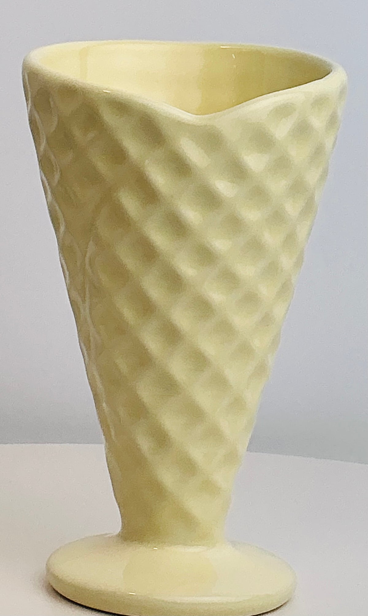 Pastel Ice Cream Sundae Cup OR Waffle Texture Glass Made in Portugal Pink Blue Yellow 4.75”