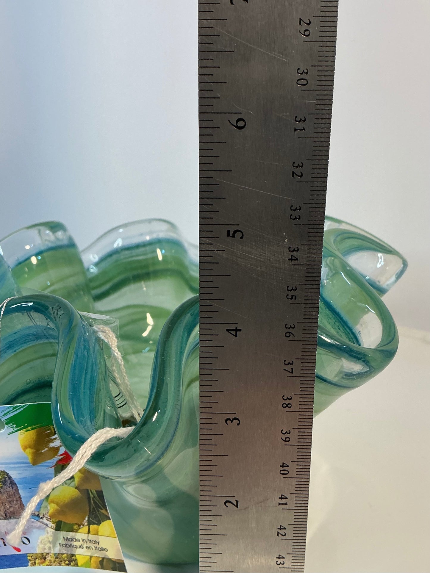Murano Vetro Eseguito , handblown ruffled centerpiece, Vintage, Made in Italy.