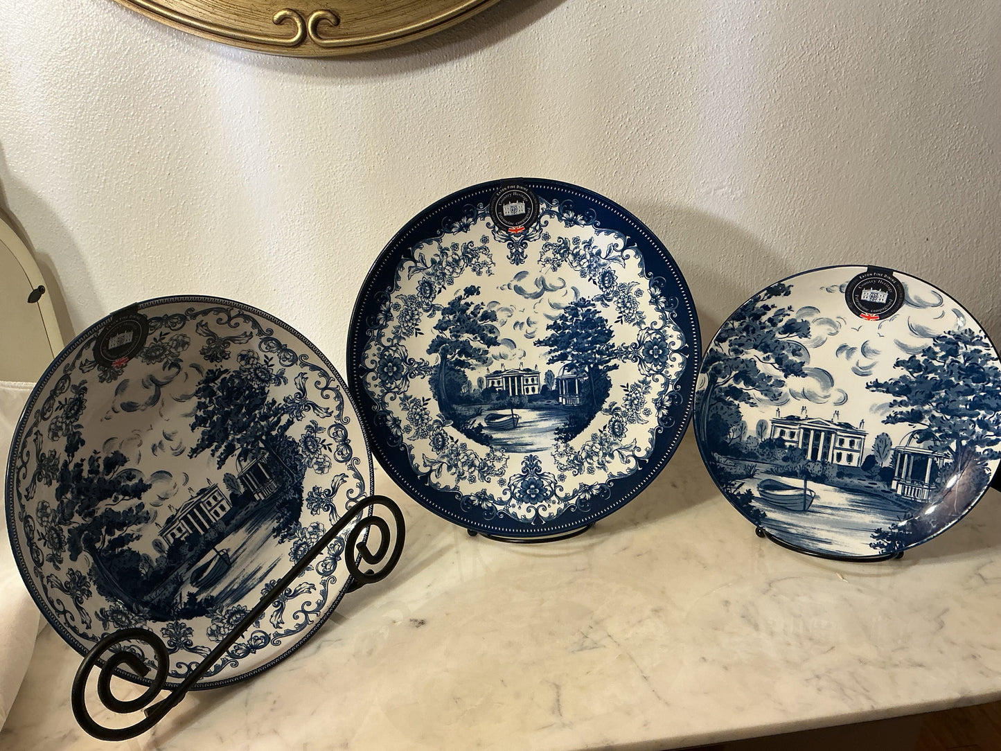 Eaton Fine Dining Country Heritage Blue 8" Salad Plates Set of Two New