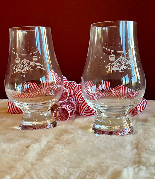 Set of 2 Glencairn Ski Lift Crystal Whisky Glasses
