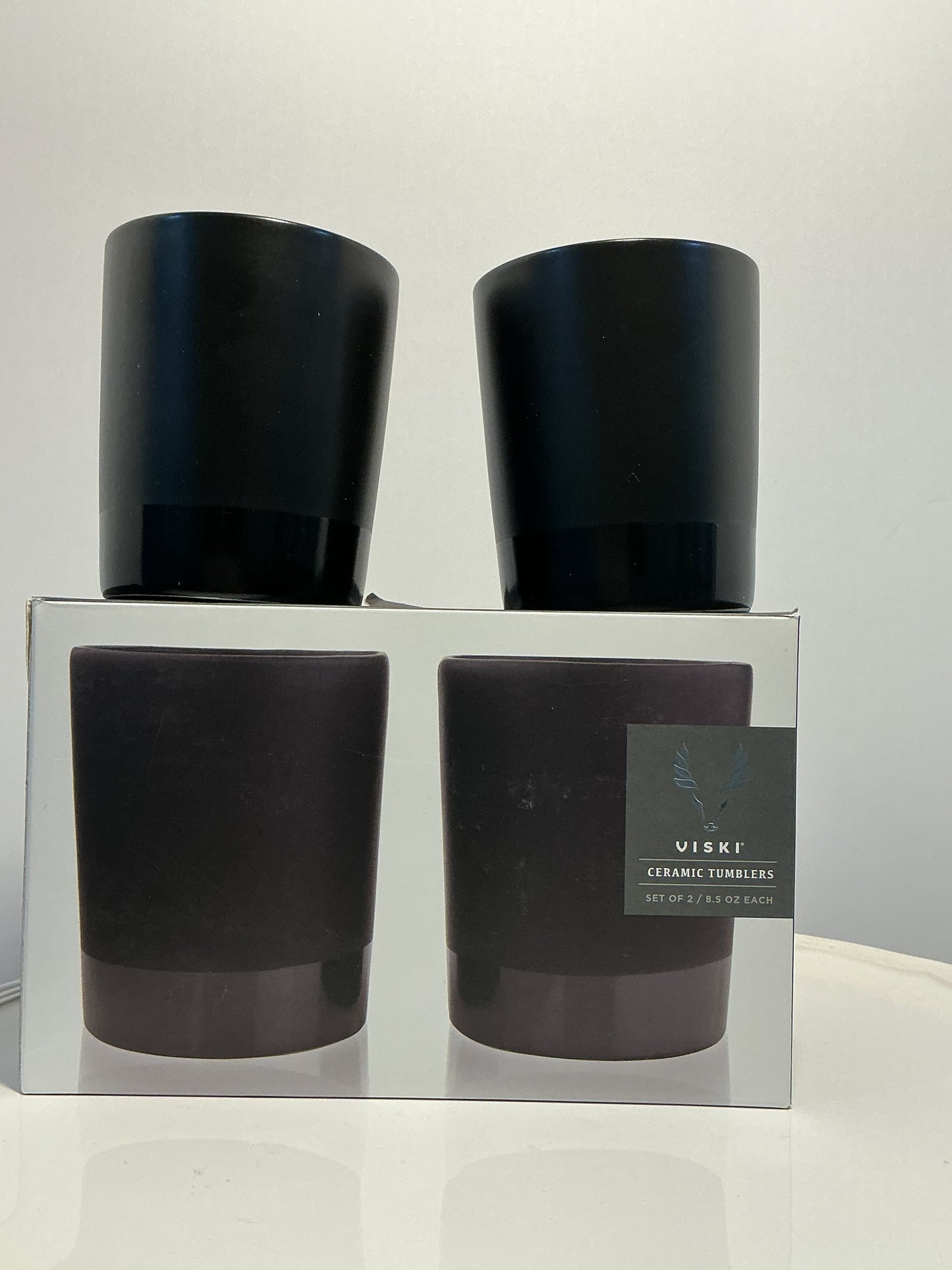 Viski Harrison Black Ceramic Stoneware 8.5 oz Tumblers Set of 2