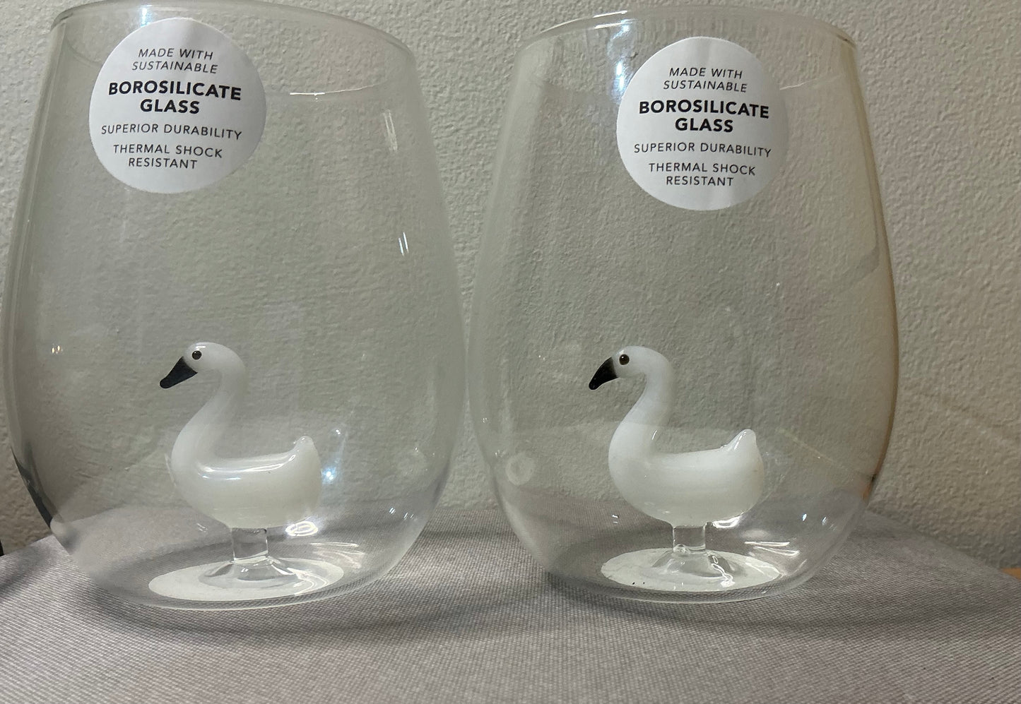 The Ardon Collection Swan Stemless Wine Glasses Set of 2 16.5oz