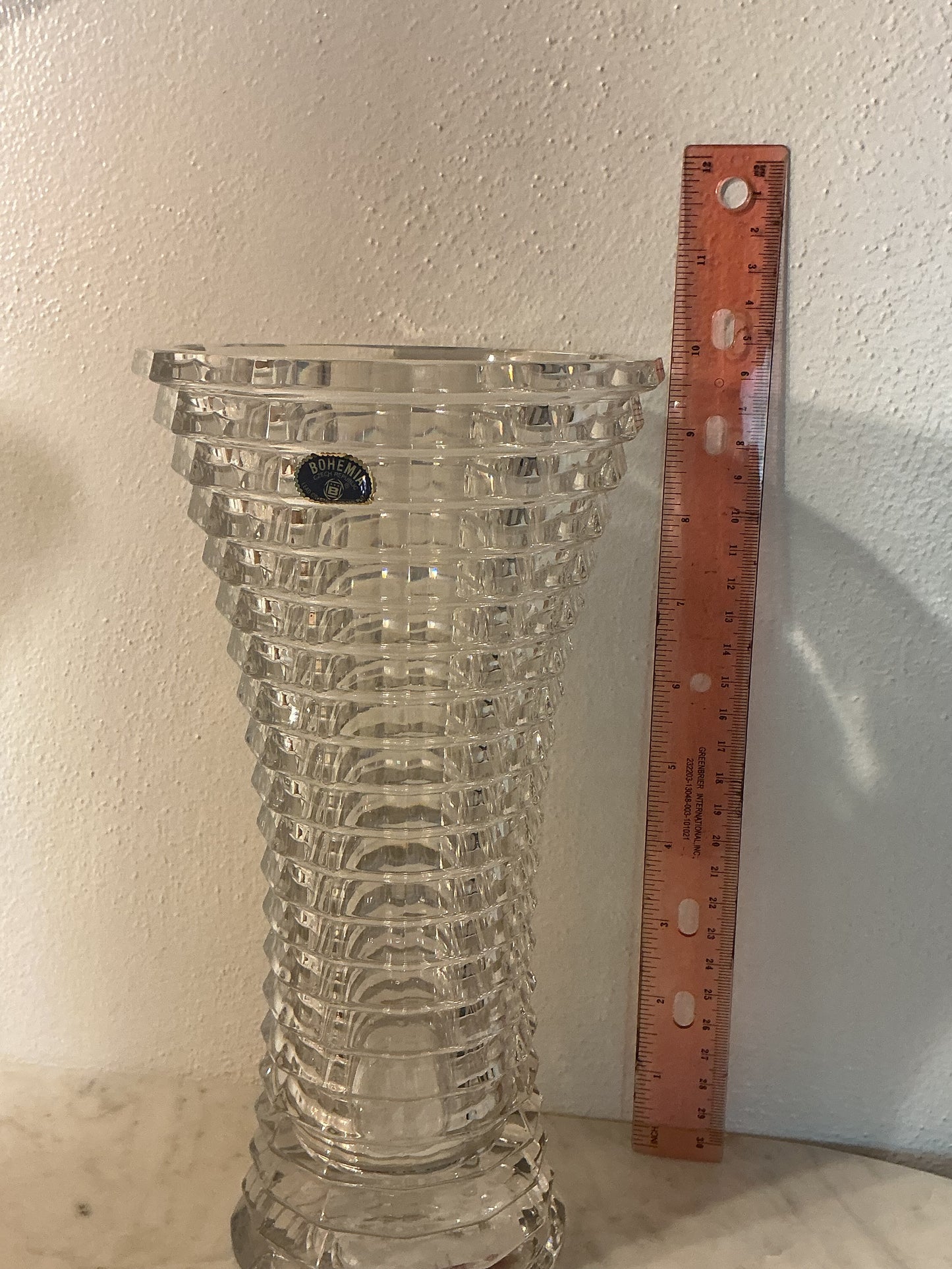 BOHEMIA CRYSTAL BLADE VASE 10”