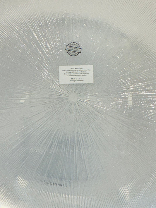 Clear Textured Glass Charger Plate w/ Gold Rim 13” multi use, make a perfect gift