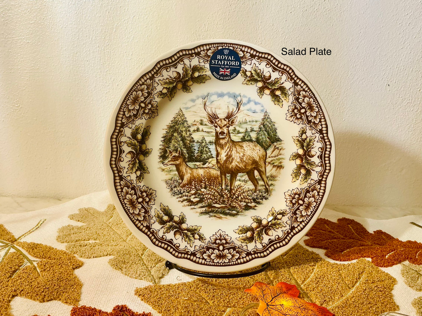 Royal Stafford Homeland Stag Deer Salad Plate 8.1/4”Discontinued Victorian English Pottery