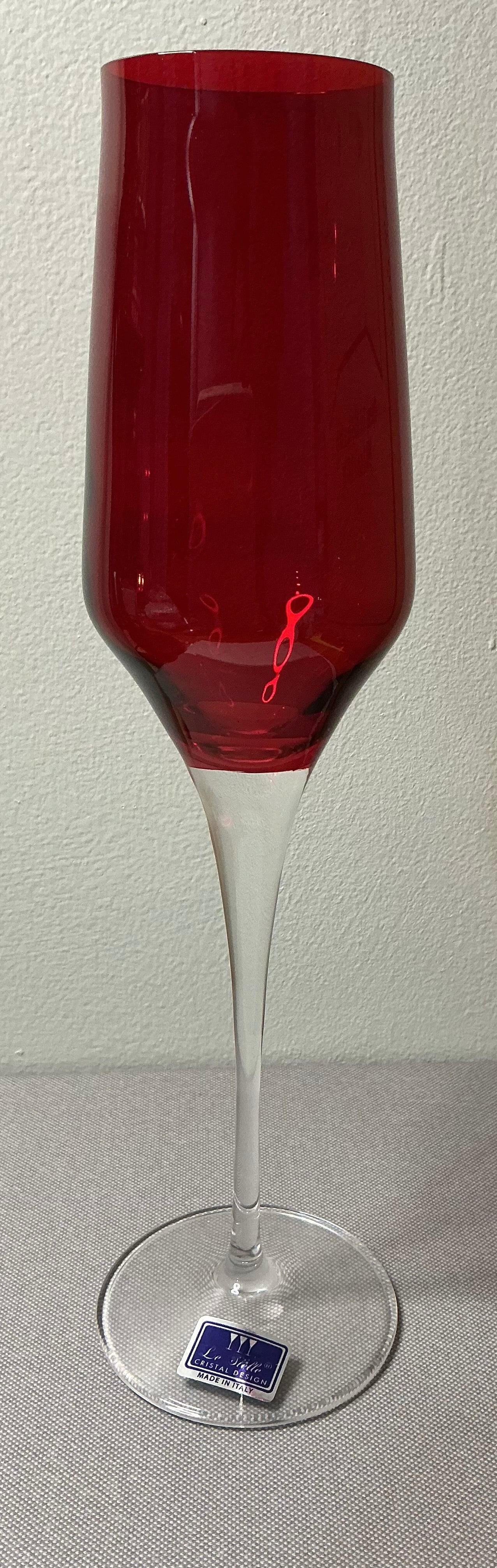 Le Stella Crystal Design Fluted Champagne glass 8 oz red