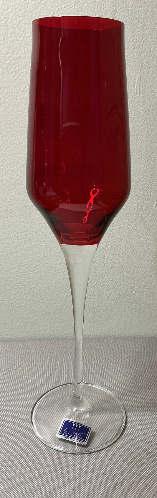 Le Stella Crystal Design Fluted Champagne glass 8 oz red