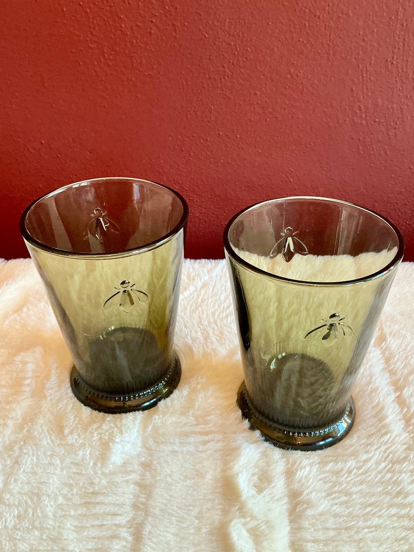 Set of 2 La Rochère Bee Tumbler green Glass 9.2 Oz