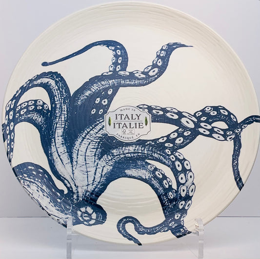 Ceramiche Italia Octopus Dinner Plate & Pasta Bowl – Blue White Italian Handcrafted Coastal