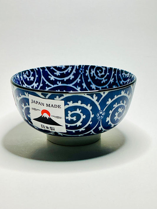 Japan Noodle/ Rice Bowl , Cobalt Swirls Made in Japan
