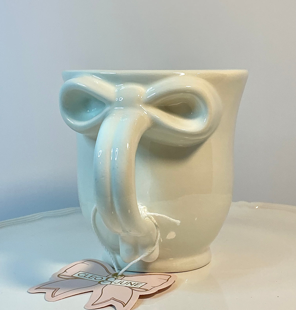Cleo&June Pink Bow Mug/Cup OneDesign Home NYC