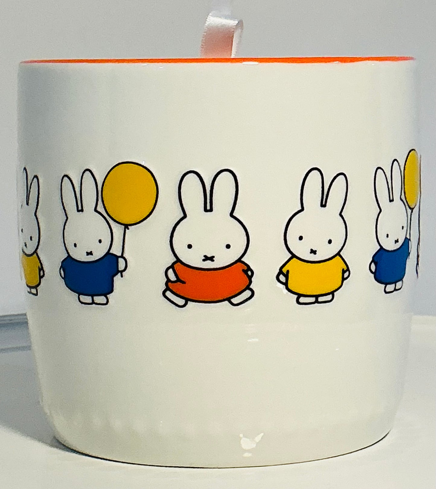 MIFFY By Magenta Bunny Rabbit 3D texture 18oz large ceramic mug w/Orange interior