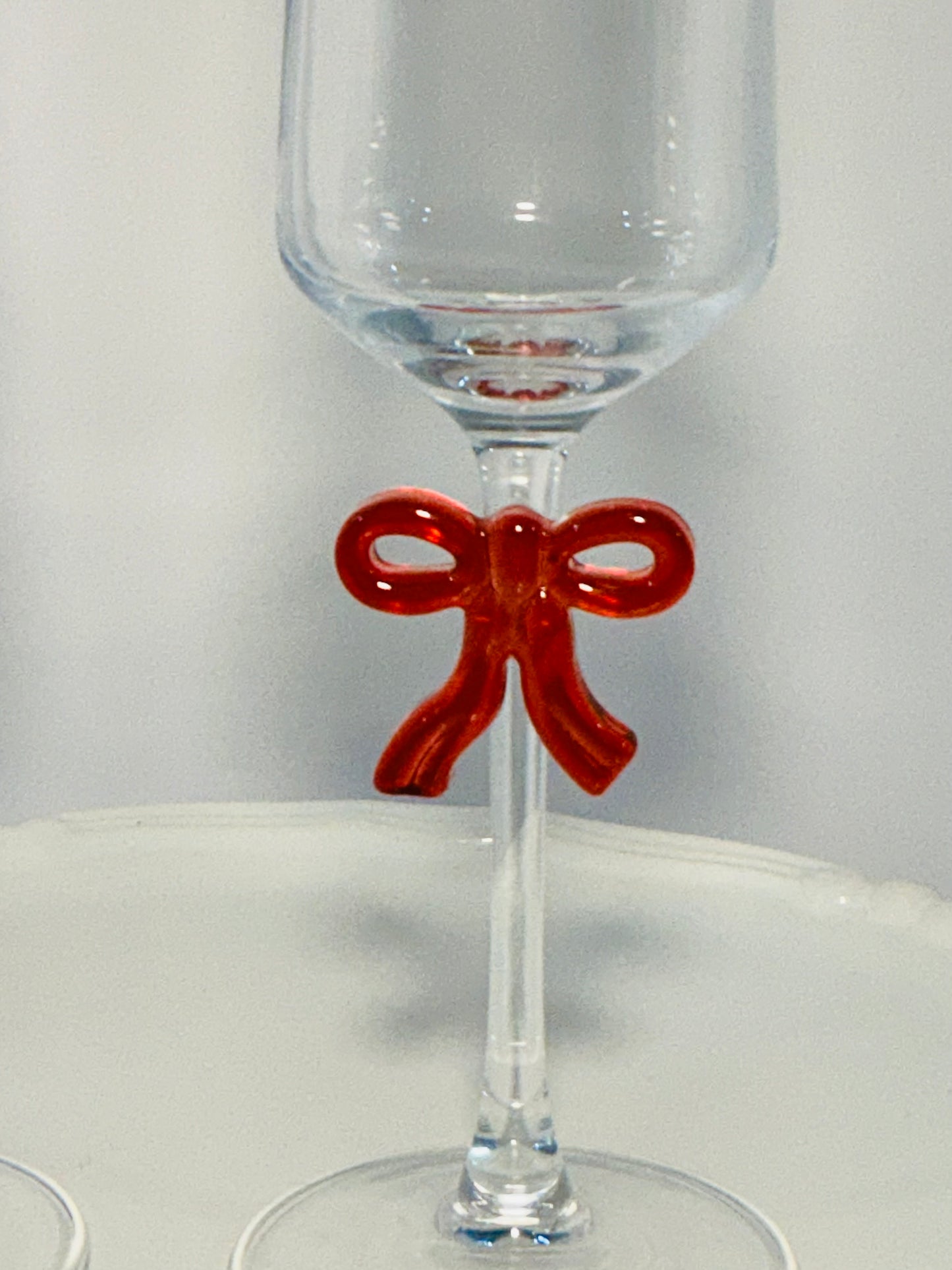 Set of 2 Red Bow Coquette Champagne Glasses 9.5” Tall, perfect for Weddings / Celebrations