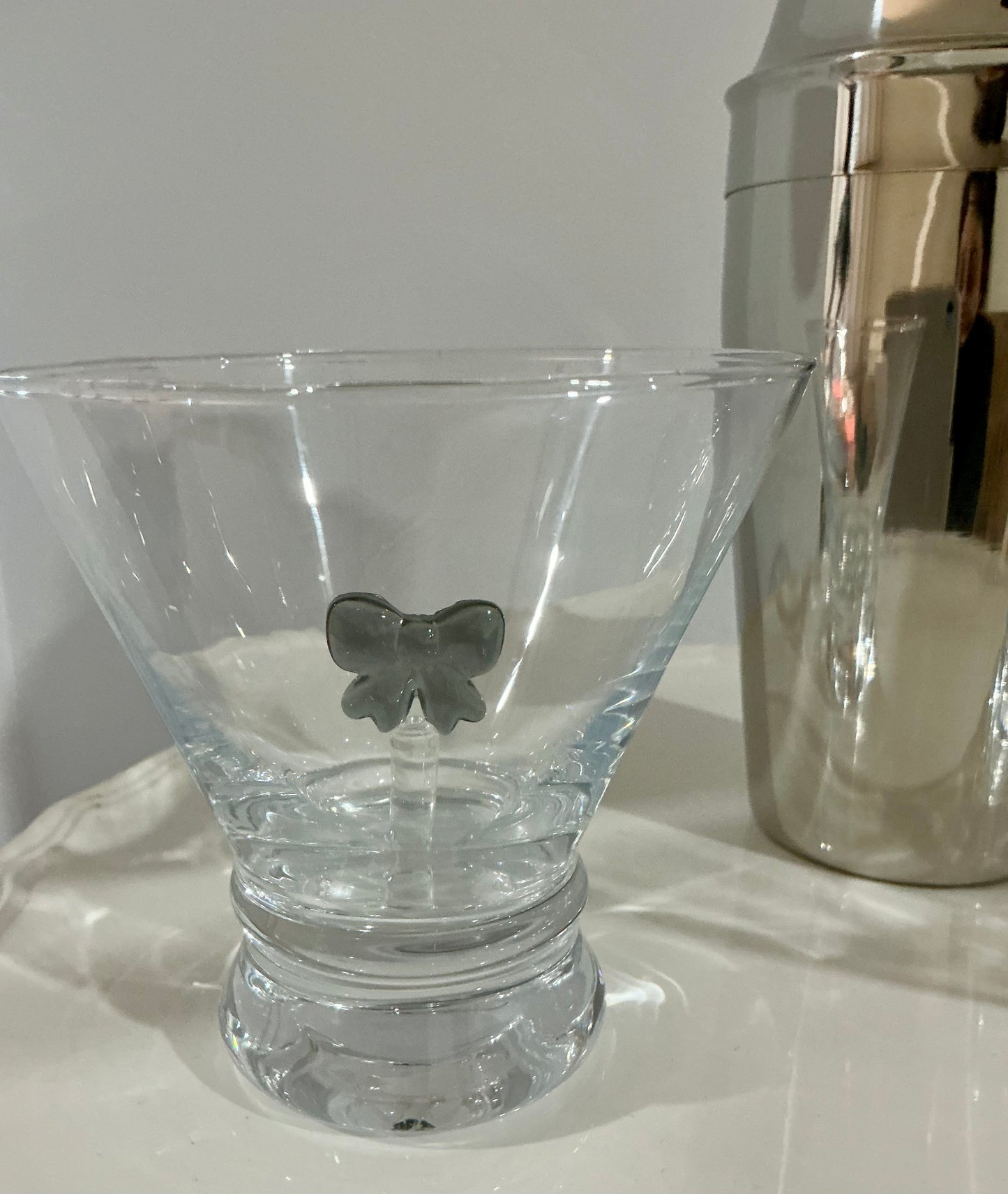 Dress your Drink, Set of 2 Stemless Martini Glasses and a Cocktail Shaker- Coquette Aesthetic Black