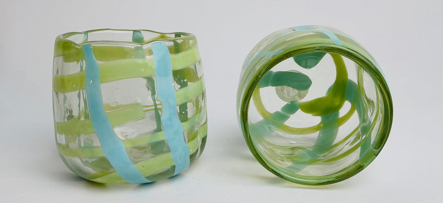 Set of 2 Hand Painted & Hand-Blown / heavy , stylish and durable tumblers, Made in India