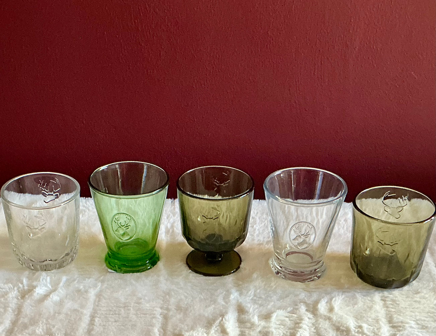 La Rochère Deer Head Short Stem Olive Green Made In France  Set Of  2