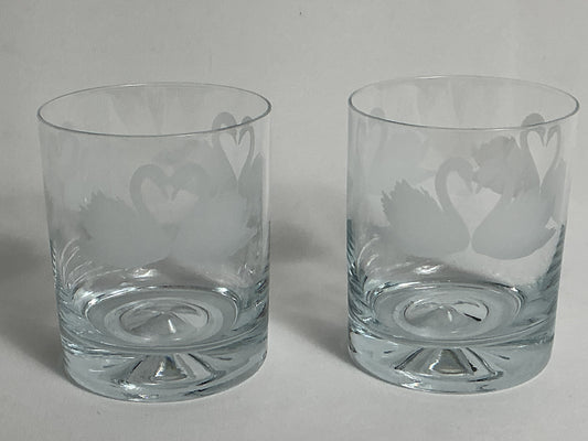 Milford Collection SWAN set of 2 Whiskey Tumbler Elegance, Made in England