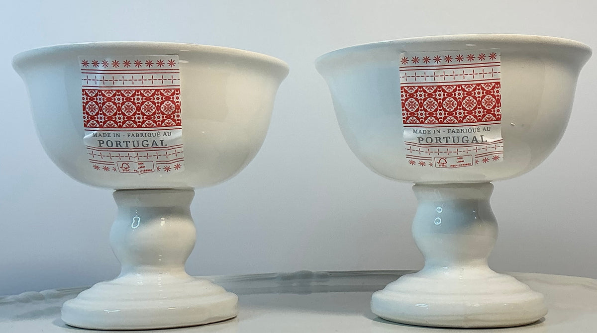 Made in Portugal set of 2 Pedestal Fruit , Ice Cream Bowls