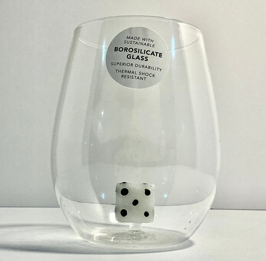 The Ardon Collection floating Dice Stemless Wine Glass 9 oz