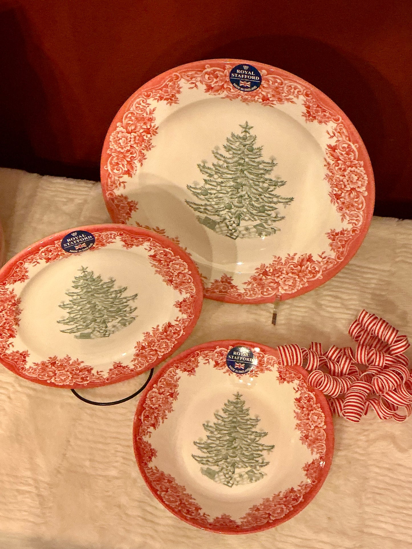 Royal Stafford Christmas Tree Red and Green Salad plate 8”
