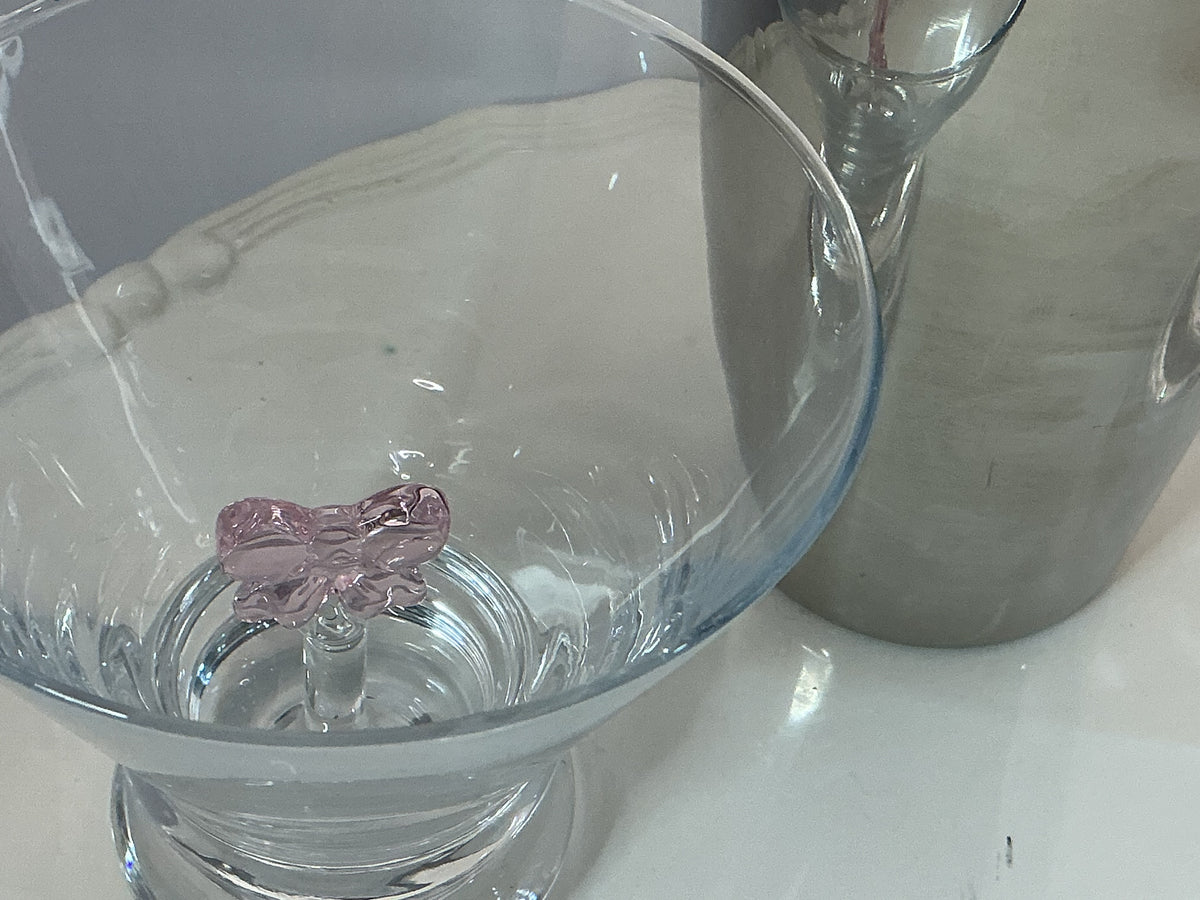 Dress your Drink, Set of 2 Stemless Martini Glasses and a Cocktail Shaker- Coquette Aesthetic Pink