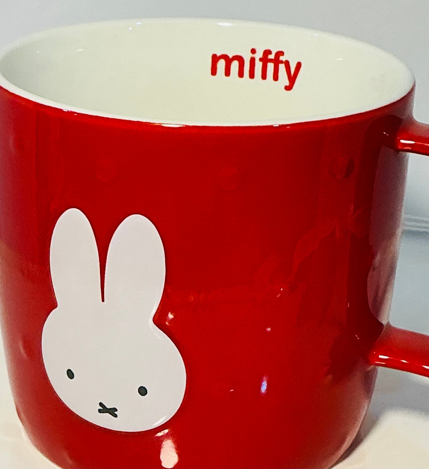 Miffy by Magenta 18oz Red Mug w/ an embossed white interior & white Bunny Face