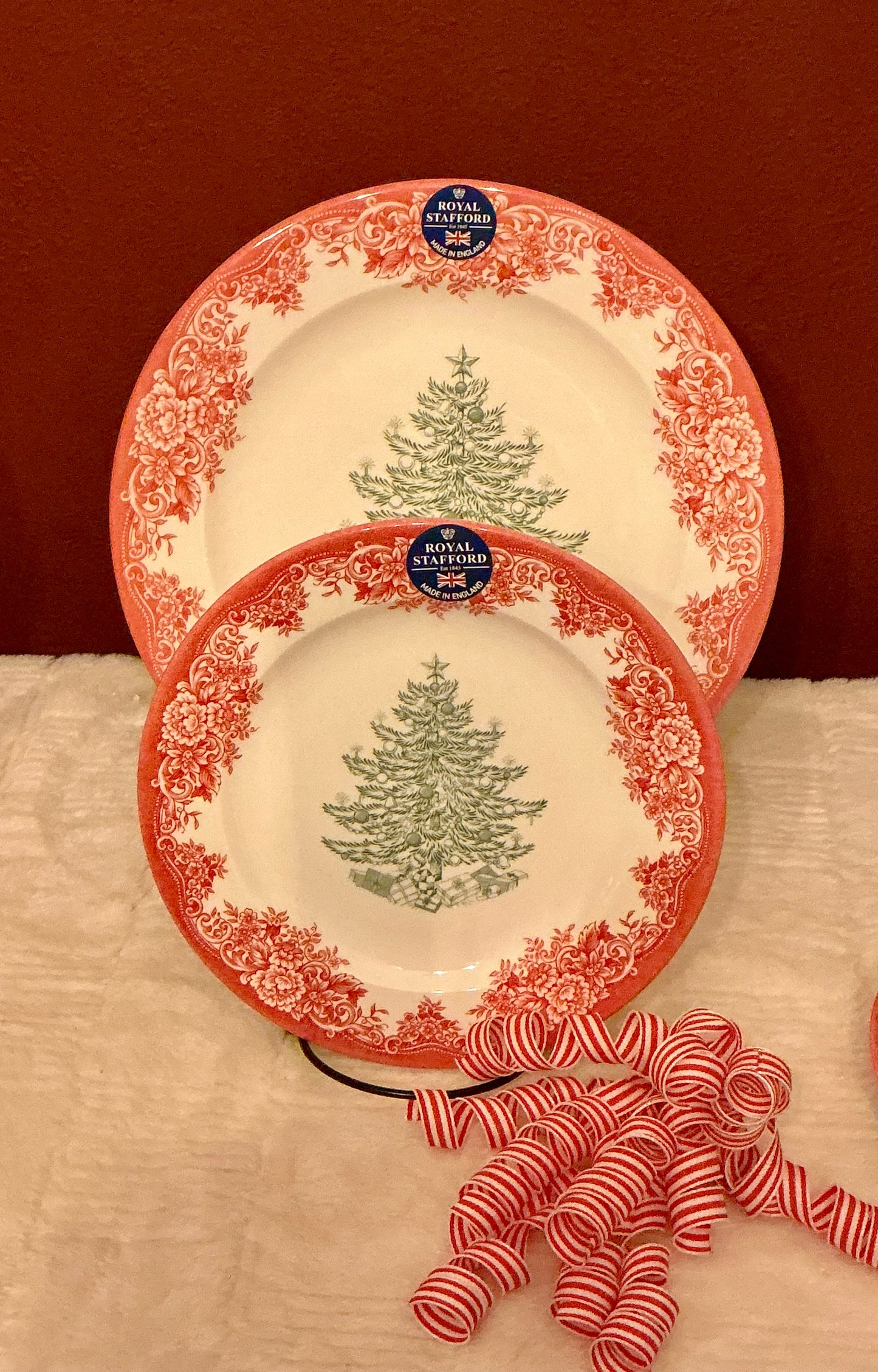 Royal Stafford Christmas Tree Red and Green Salad plate 8”