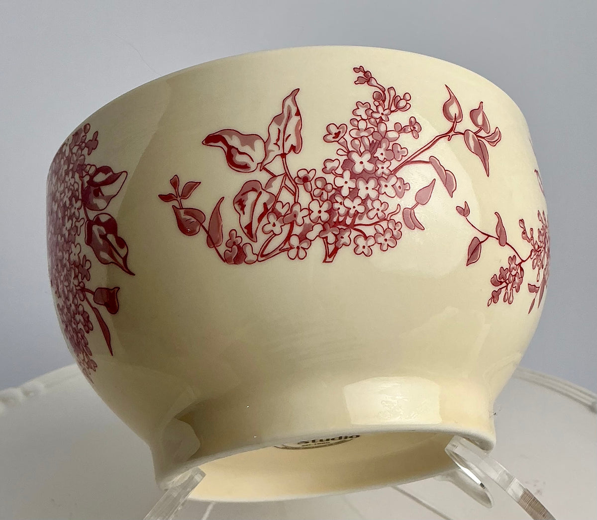 Potter’s Studio Fine Ceramic Bowl - Red Allover Floral & Striped Panel Variants New , stripped 6”x3” floral 6”x 3.5” toile embossed farmhouse
