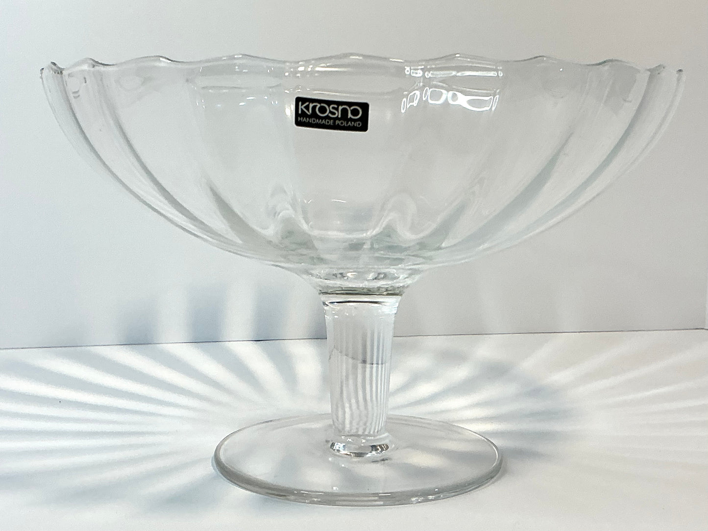 Krosno Hand blown Centerpiece Bowl, 9”x6” Made in Poland