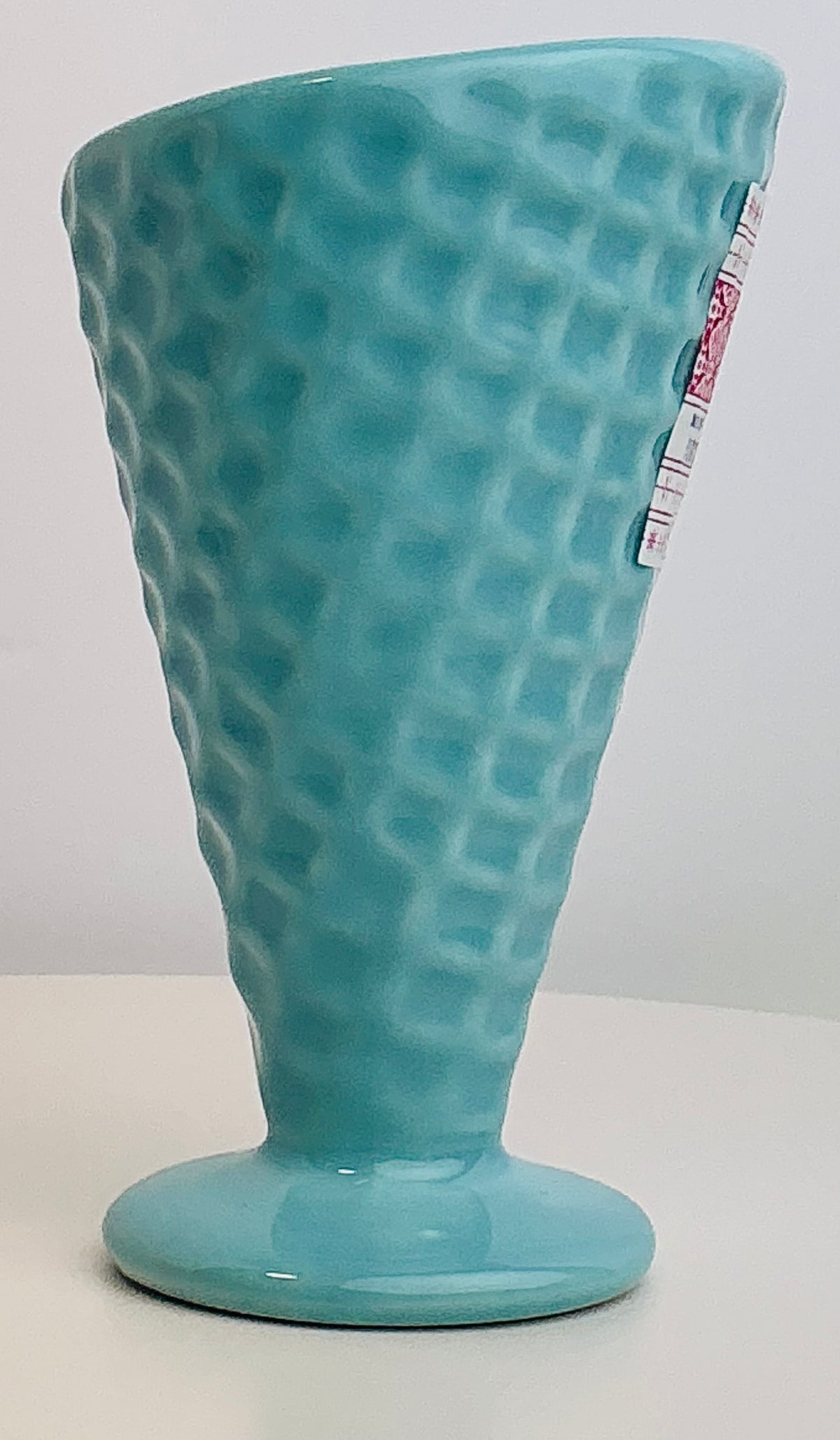 Pastel Ice Cream Sundae Cup OR Waffle Texture Glass Made in Portugal Pink Blue Yellow 4.75”