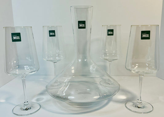 Scott Zwiesel Pure/Tour  5 pcs Wine Set: Decanter & 4 Tritan Crystal Glasses. Made in Germany