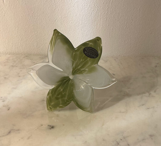 Murano Hand Blown Flower Decor green