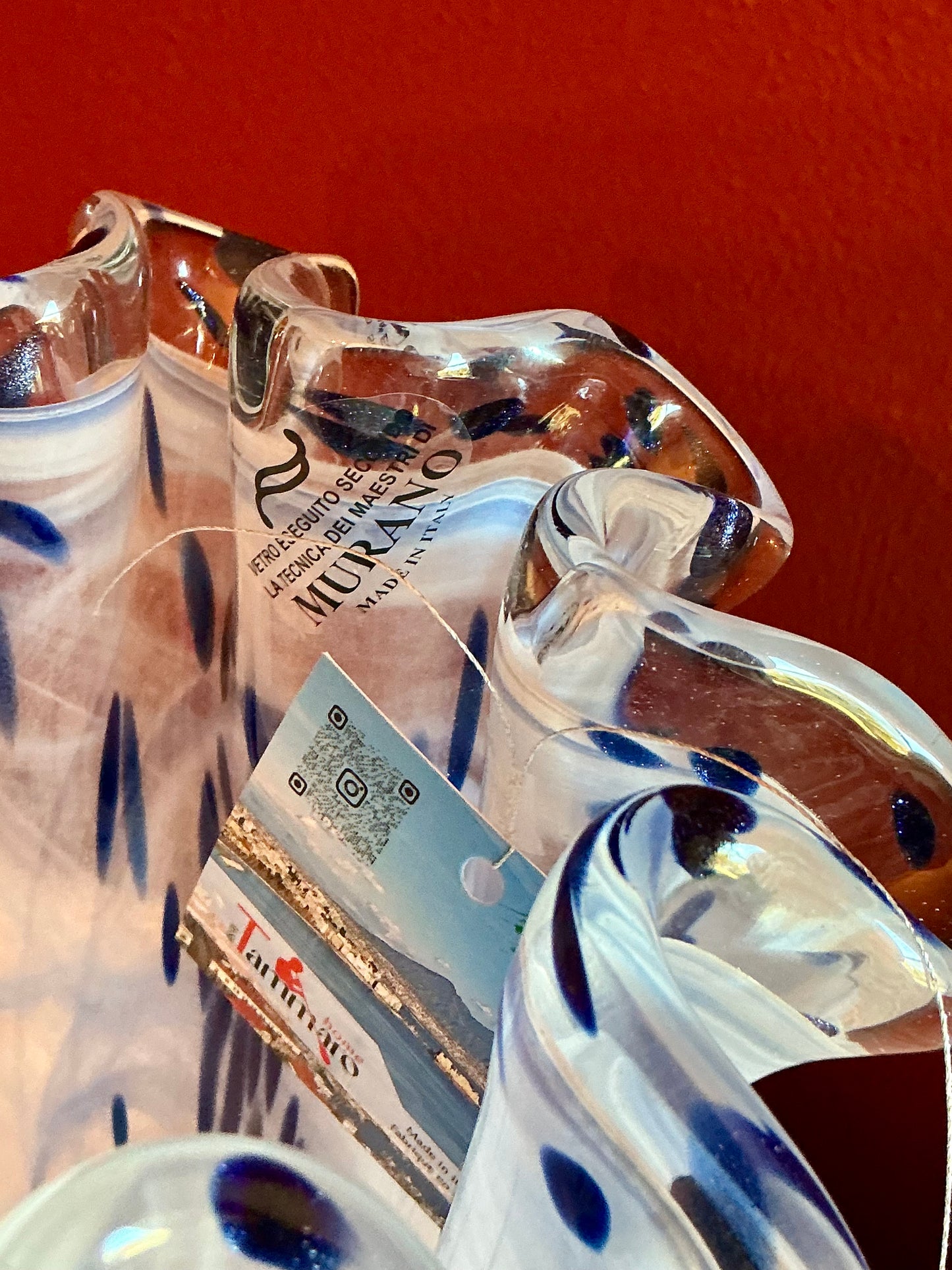 Murano Hand Blown Glass Vase 10 Inch Light Baby Blue Italy 10”