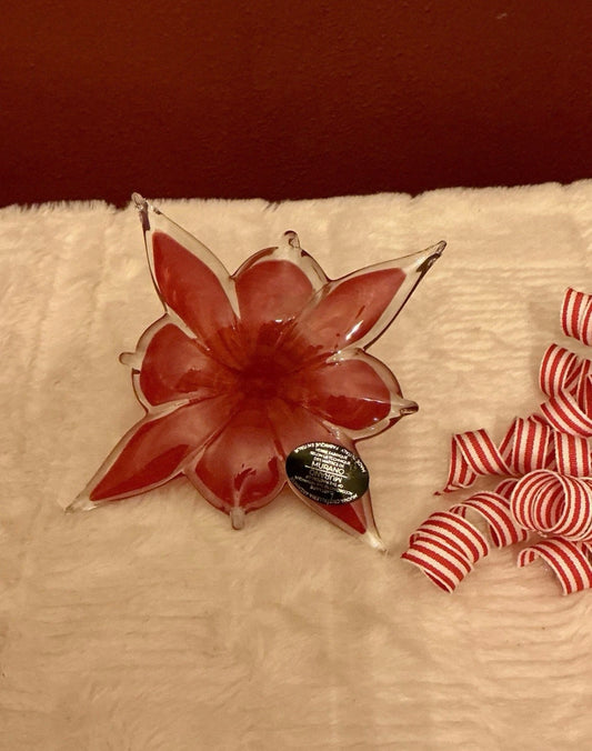 New Murano Flower Hand Blown Art Glass Red