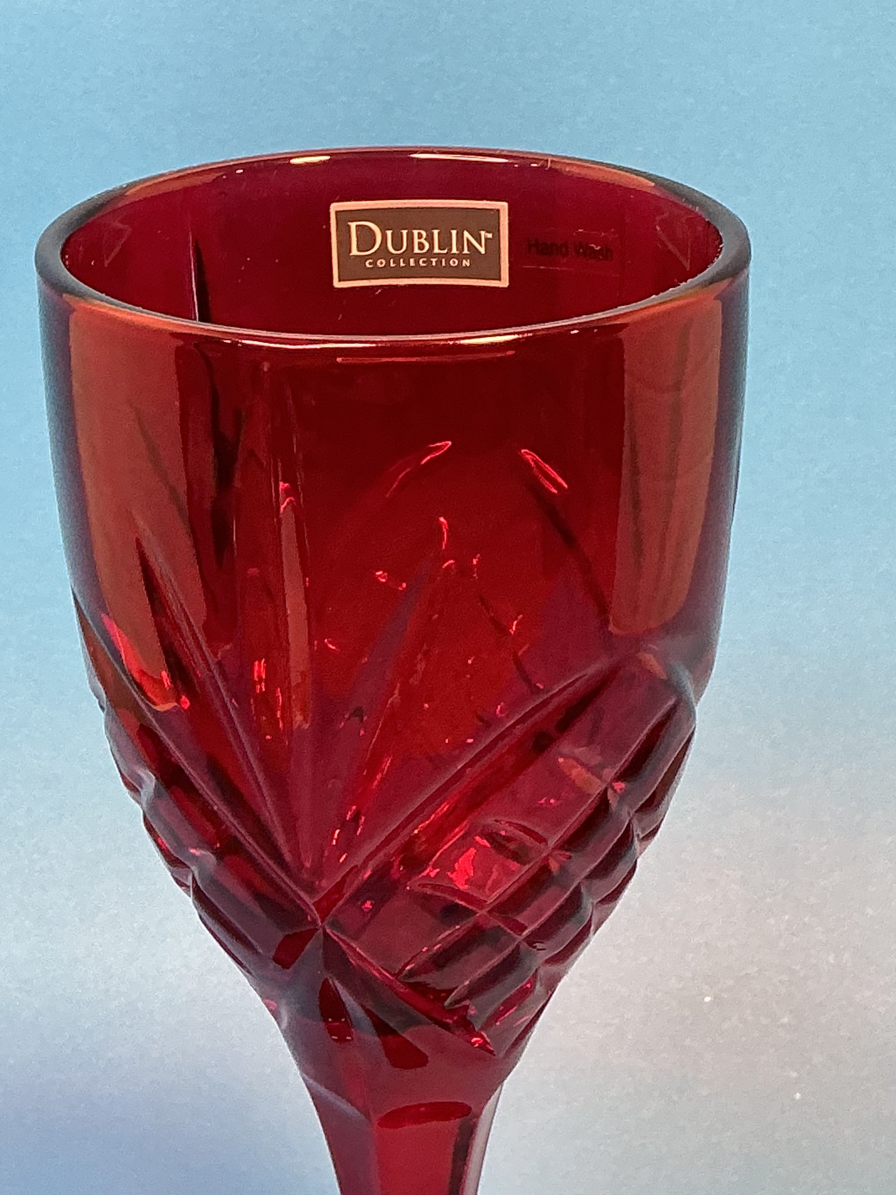 Godinger Dublin Crystal wine goblet set of 2 Ruby Red 10oz