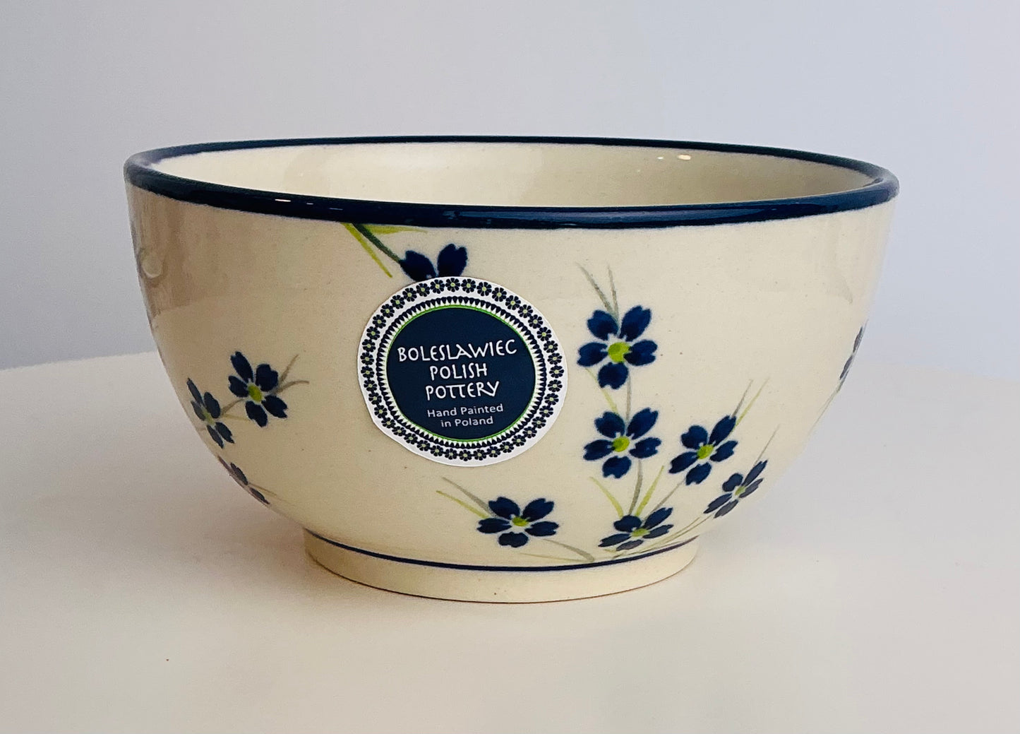 Bolesławiec Polish Pottery Bowl | Blue Floral Hand Painted | Pattern 687-C | Made in Poland