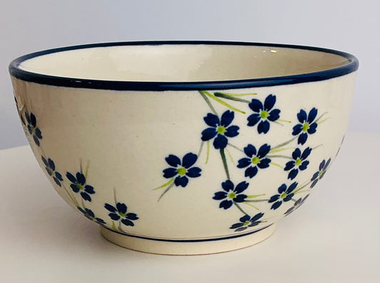 Bolesławiec Polish Pottery Bowl | Blue Floral Hand Painted | Pattern 687-C | Made in Poland