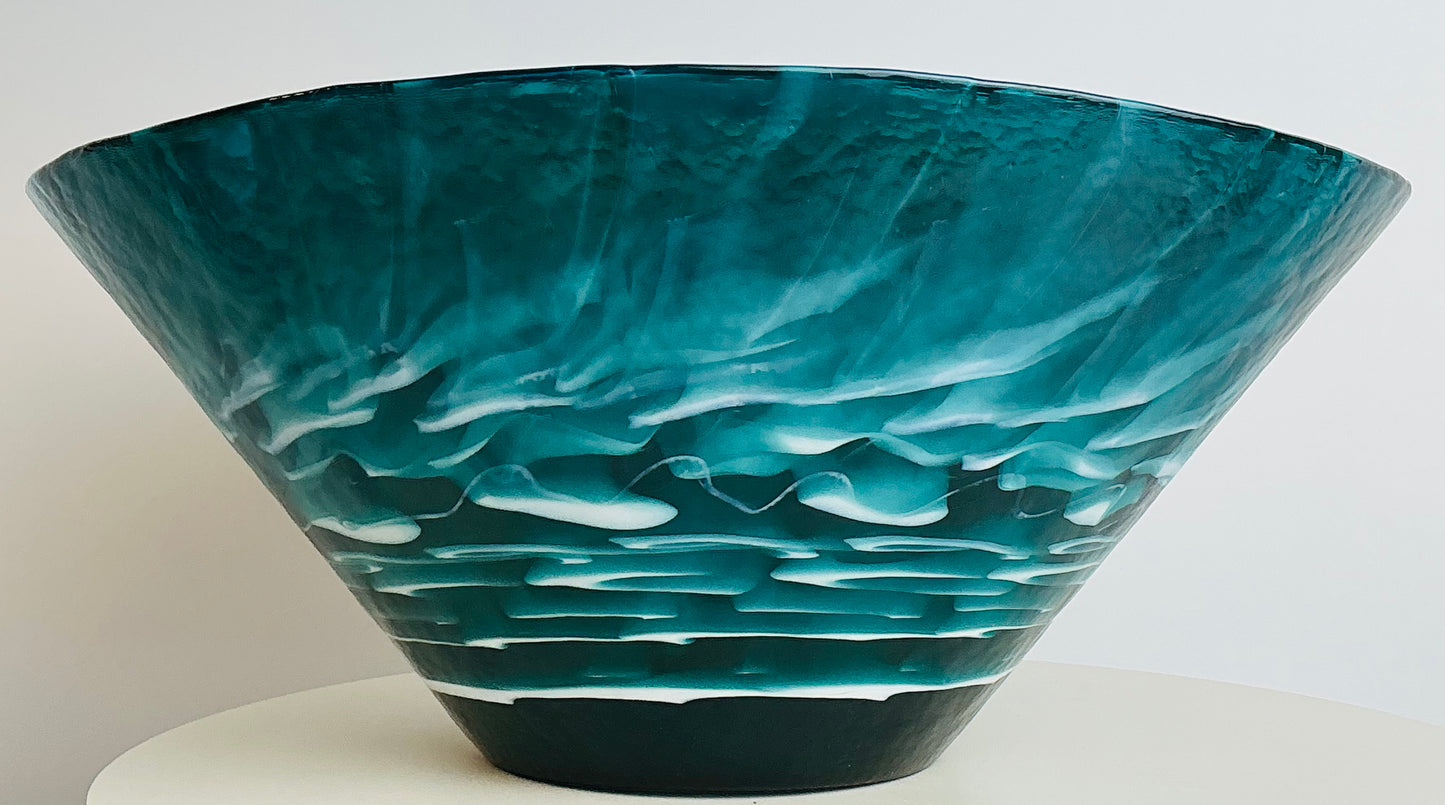 Yalos Murano Iridescent Teal Art Glass Bowl | Made in Italy | Collectible Home Decor