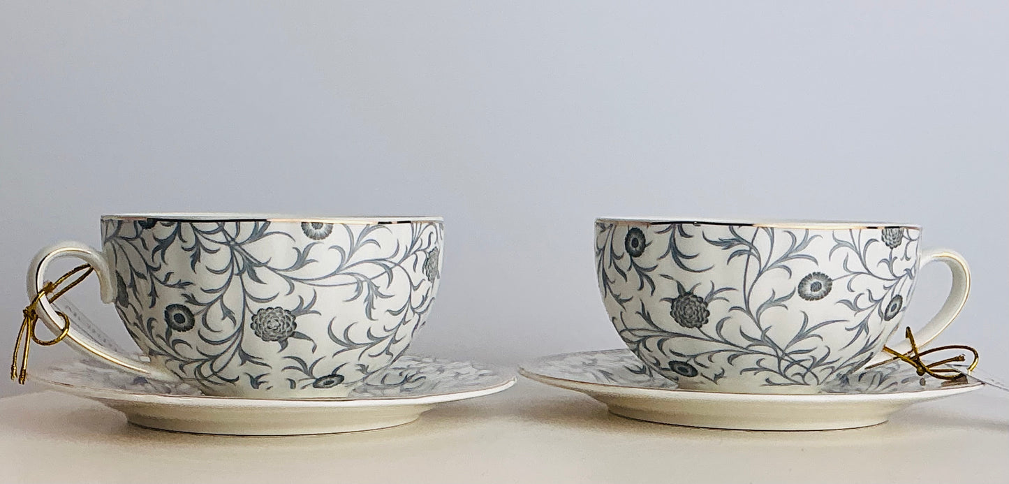 Morris & Co Premium Porcelain Tea Cup & Saucer – Set of 2