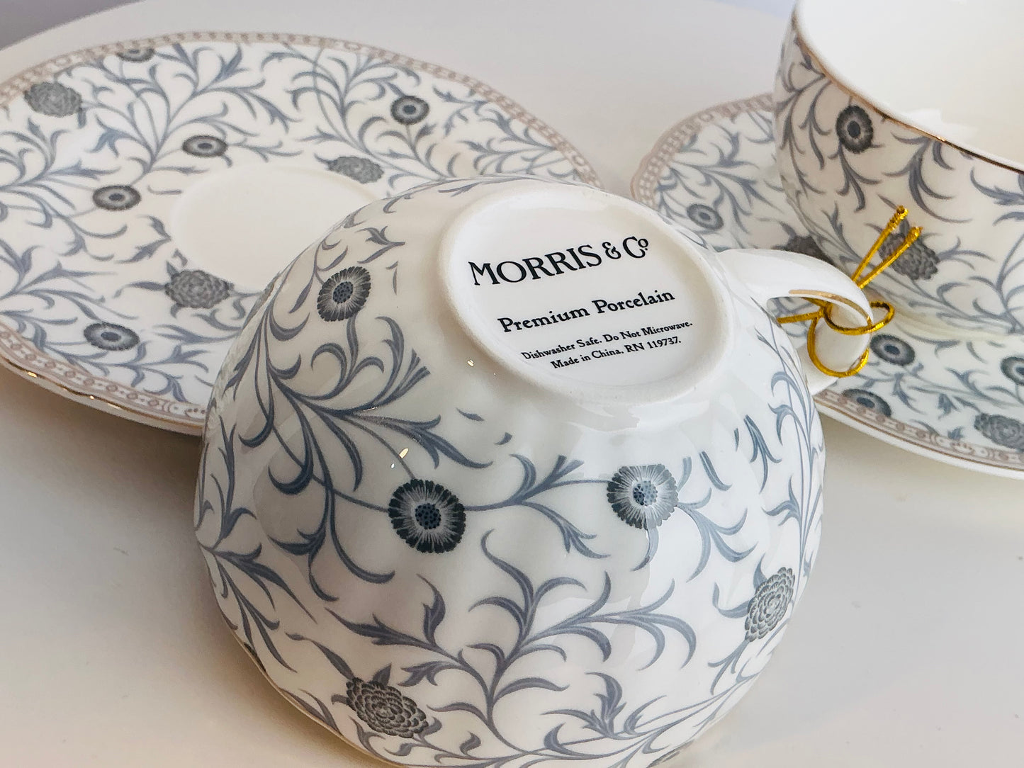 Morris & Co Premium Porcelain Tea Cup & Saucer – Set of 2